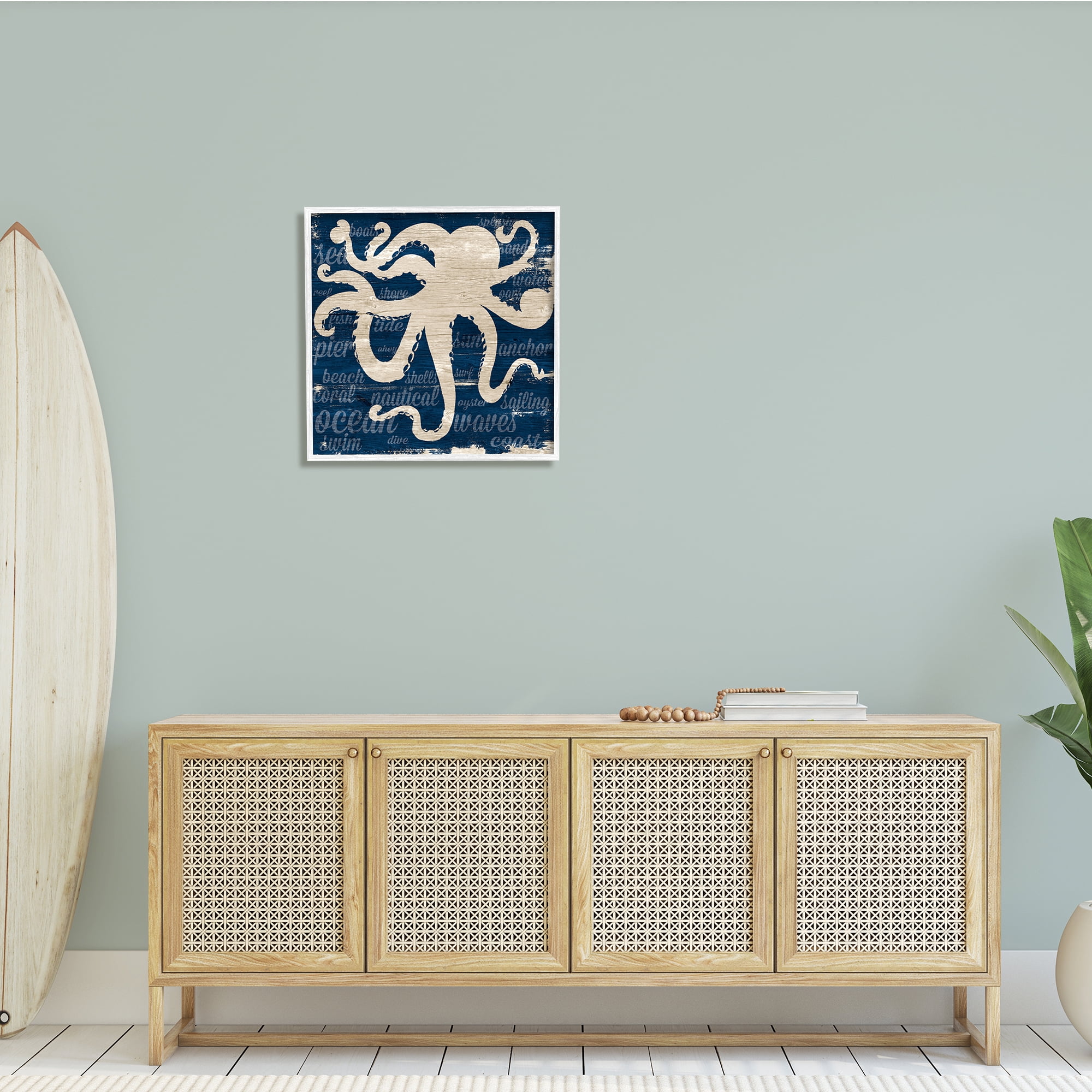Stupell Industries Nautical Rustic Octopus Aquatic Animal Beach Fun Phrases, 24 x 24, Design by Gina Ritter