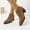 Brown, variant on Womens Lace Up Ankle Boots Pointed Toe Mid Chunky Heels Slip On Winter Short Booties Shoes Wine 8.5(41)