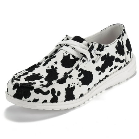 

Rotosw Womens Canvas Slip On Shoes Casual Sneakers Non Slip Comfort Shoes Cow Pattern 7