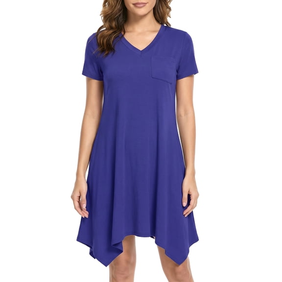 MecTo Sleepwear Short Sleeve with Pockets, Nightgowns (Women's)