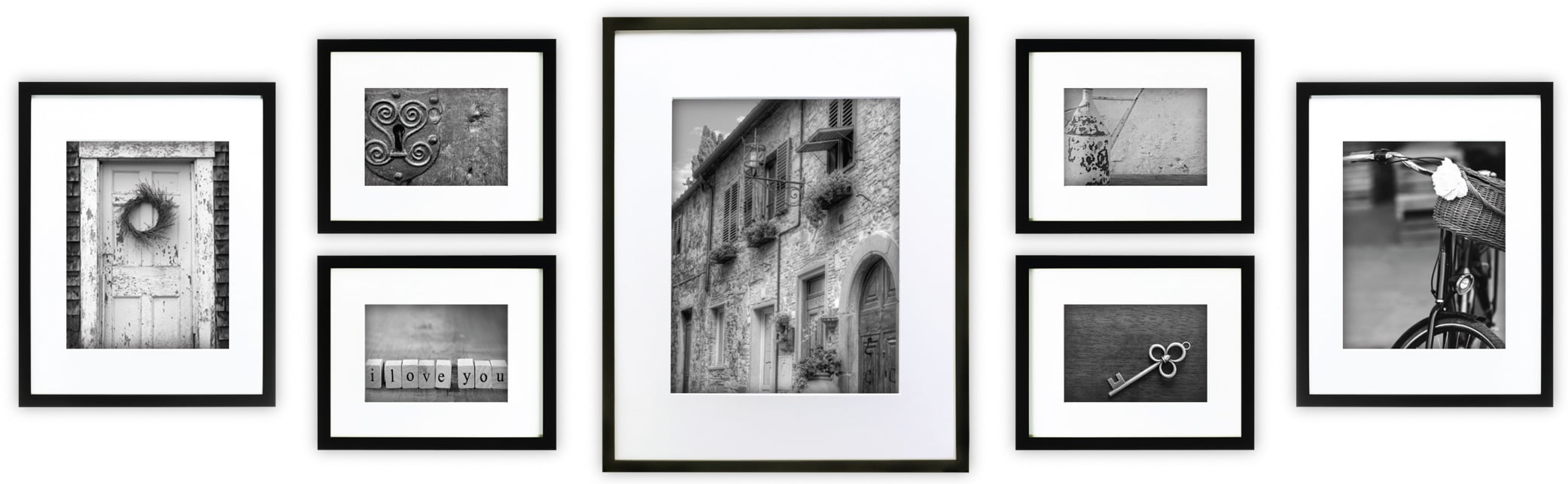 Gallery Perfect 7 Piece Black Photo Frame Gallery Wall Kit with