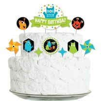 Big Dot of Happiness Monster Bash - Little Monster Birthday Party Cake Decorating Kit - Happy Birthday Cake Topper Set - 11 Pieces