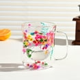 thumbnail image 5 of Homelife 220/300ML Double Walled Glass Cups with Insulated Handle Clear Glass Coffee Mugs Heat Resistant Floral Design Drinking Mug for Tea, 5 of 13