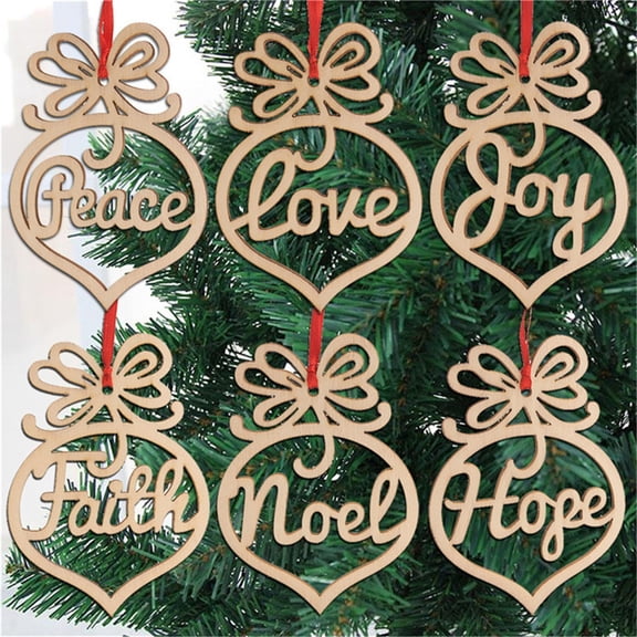 SugarBloom 2D Valentine's Day Wooden Hollow Heart Hanging Ornaments, Rustic Love Theme Decoration for Christmas Tree and Home Decor, Gift Embellishment,