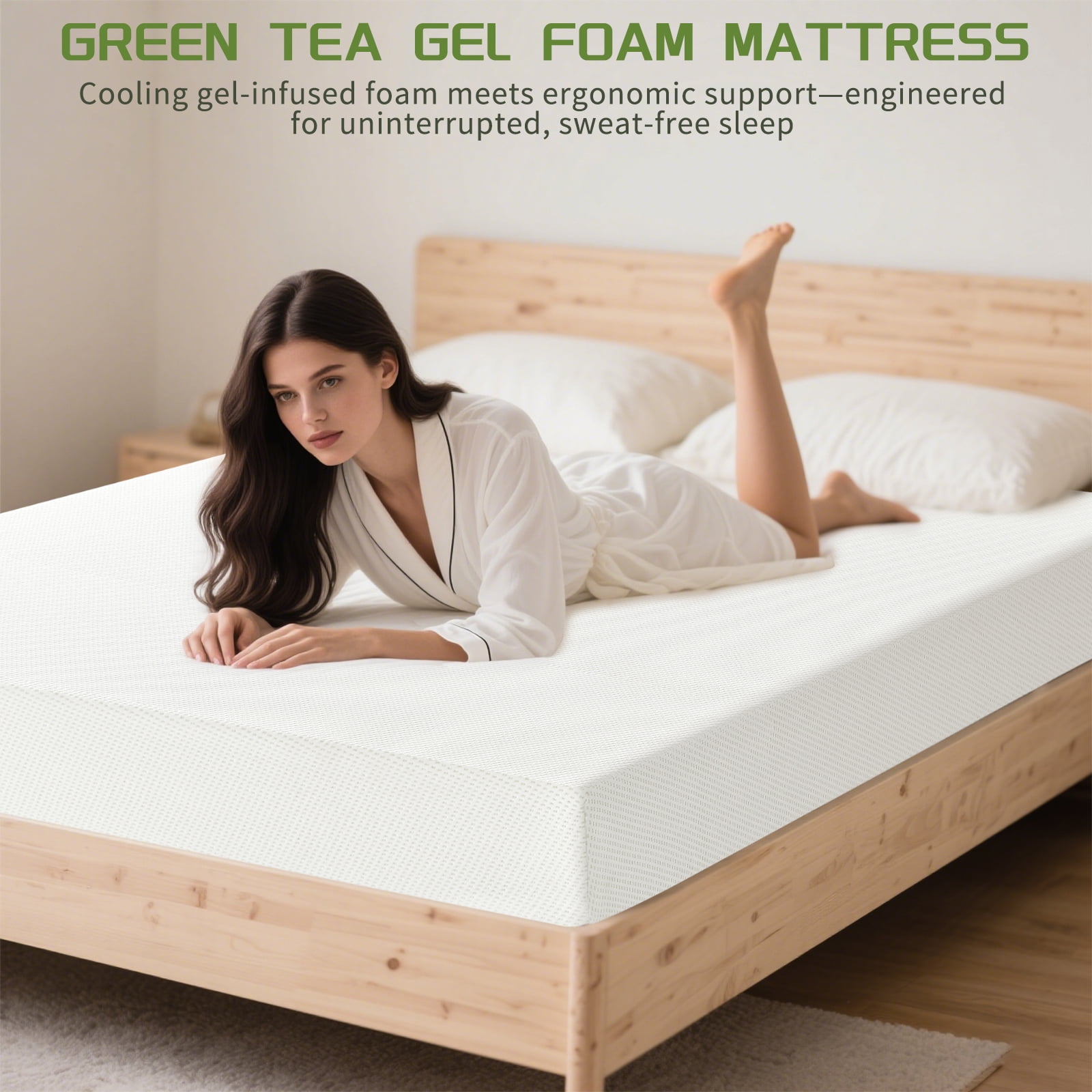 BMMB 5 Inch Twin XL Size Mattress, Memory Foam Mattress in a Box with Cooling Green Tea Gel,Fiberglass Free & Back Pain Relief
