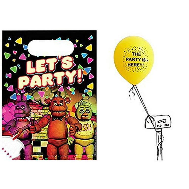 Five Nights At Freddys 16 Treat Bags With The Party Is Here Latex Balloon