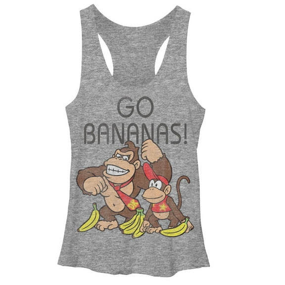 Women's Nintendo Donkey Kong Gos  Racerback Tank Top Gray Heather Medium