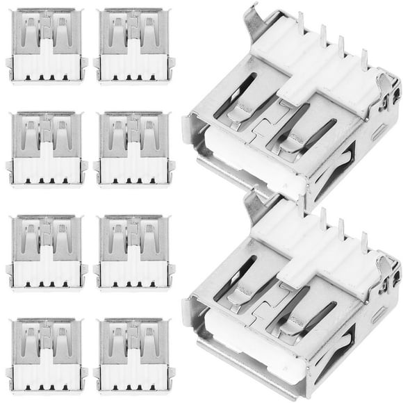 ETHZZLE 100pcs USB Socket Female USB Jack Socket Connector Silver Connection Protection for Smartphones