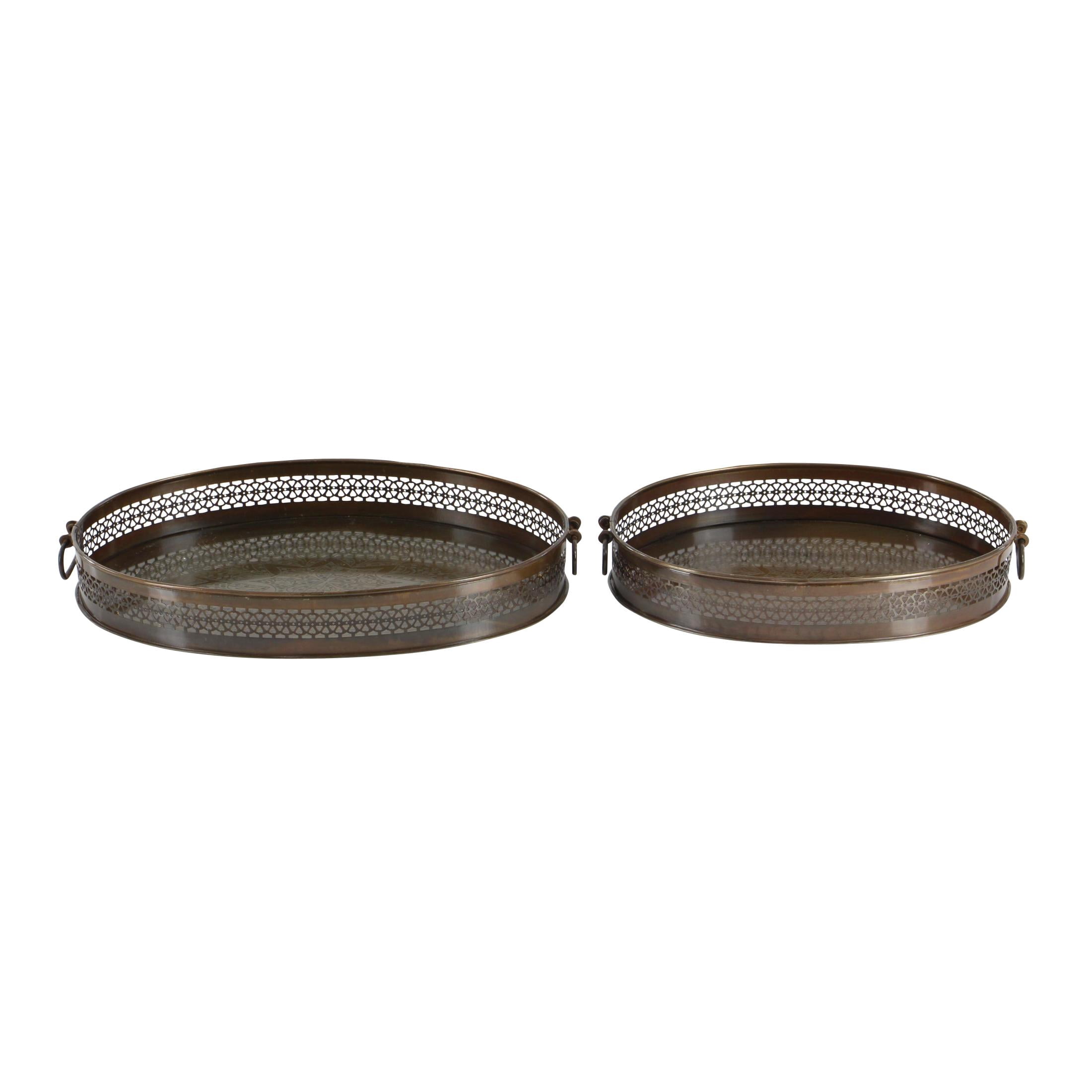DecMode 17", 14"W Brown Metal Floral Tray, 2-Pieces