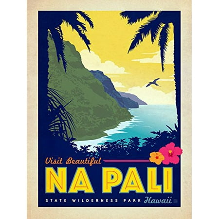 Vintage Art NA PALI Hawaii STICKER (kauai wilderness rail visit (Best Time Of Year To Visit Kauai)