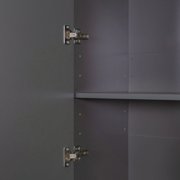 Modern Queen Size Solid Wood Murphy Wall Bed, Foldable Cabinet Bed in Dark Gray