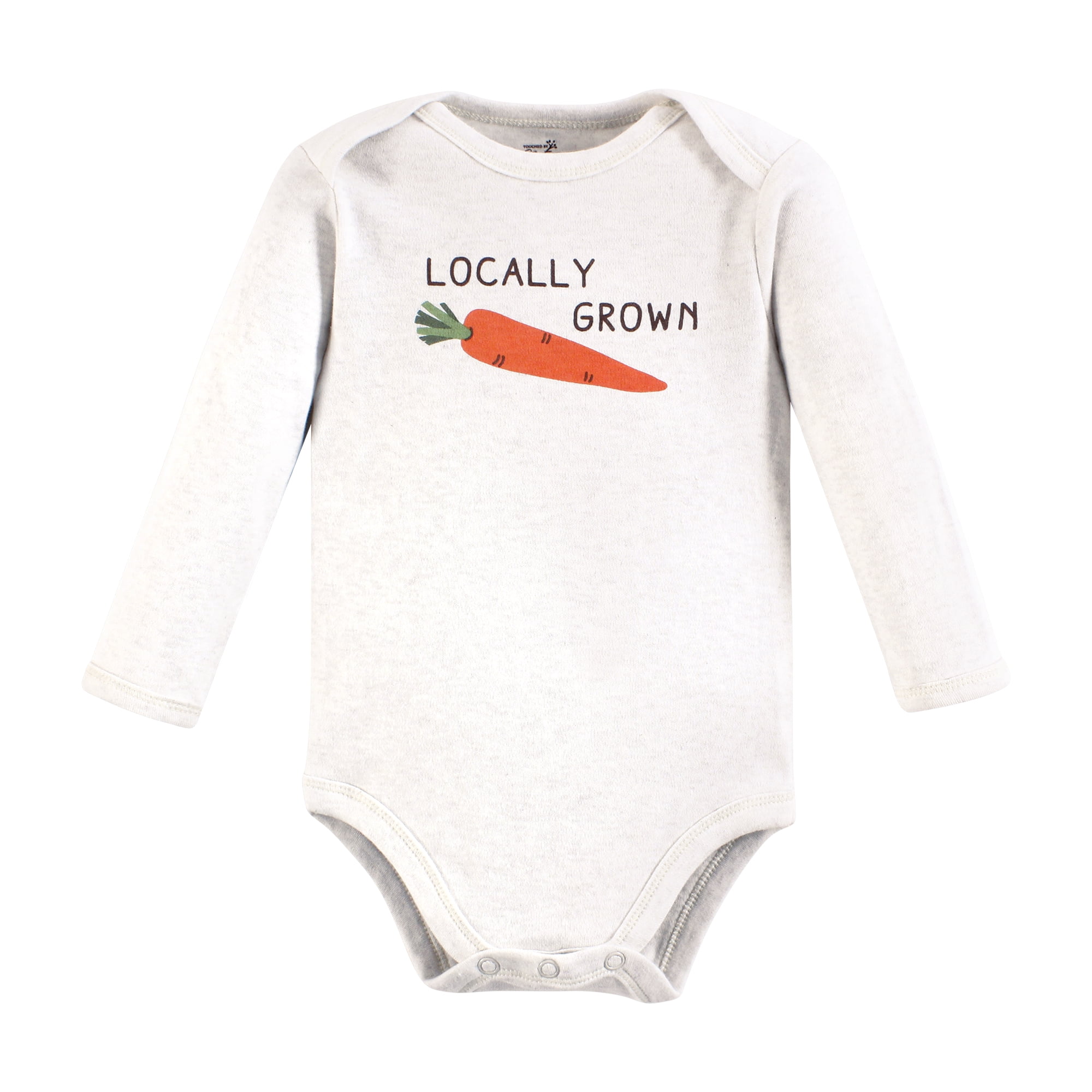 Touched by Nature Organic Cotton Long-Sleeve Bodysuits, Happy Veggies, 9-12 Months