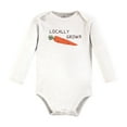 thumbnail image 3 of Touched by Nature Unisex Baby Organic Cotton Long-Sleeve Bodysuits, Happy Veggies, 6-9 Months, 3 of 5