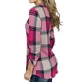 thumbnail image 3 of Okbop Peplum Tops for Women,Fashion Plaid Print Long Sleeve Breathable V-Neck Shirt Tops Work Blouse Neon Shirts for Women, 3 of 6
