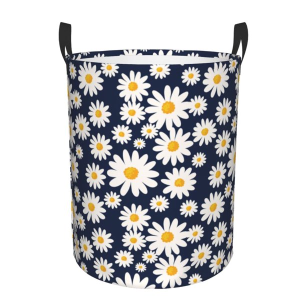 Fotbe Daisy Floral Cesto de Ropa con Asas, Cesto Impermeable de Gran Capacidad, Bolsa de Lavado para Dormitorio, Cesto de Ropa con Ruedas y Asas-Small