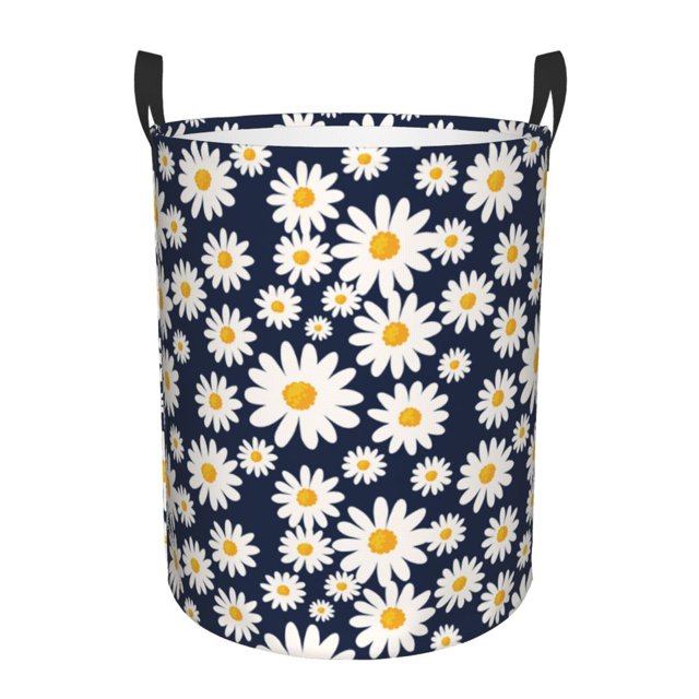 Fotbe Daisy Floral Cesto de Ropa con Asas, Cesto Impermeable de Gran Capacidad, Bolsa de Lavado para Dormitorio, Cesto de Ropa con Ruedas y Asas-Medium