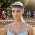 thumbnail image 2 of Unique Bargains 1 Set Breathable Headband with Wristband Sweat Headband for Sport White Gray, 2 of 6