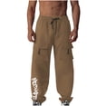 thumbnail image 2 of Styesk Men's Pants Men's Solid Color Drawstring Elastic Waistband Multi Pocket Workwear Pants, 2 of 7