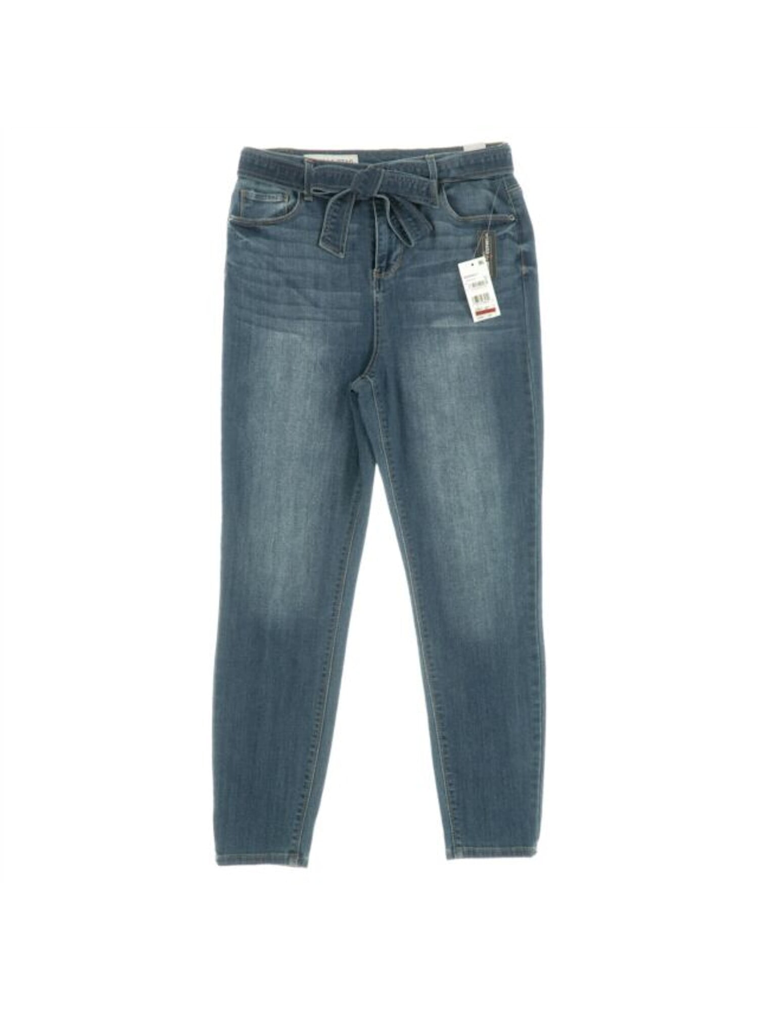 Vanilla Star - VANILLA STAR Womens Blue Belted Straight leg Jeans Size ...