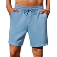 thumbnail image 1 of Pantalones cortos PINSPARK de algodón para hombre, casual, gimnasio, color azul claro, 1 of 6