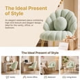 thumbnail image 3 of Ktaxon Vanity Makeup Chair with Teddy Velvet, Shell Design Accent Desk Chair with Lumbar Pillow and Gold Legs, Office Seating for Women Green, 3 of 11