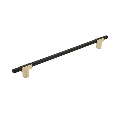 Amerock | Cabinet Pull | Brushed Gold/Matte Black | 10-1/16 inch (256 mm) Center to Center | Urbanite | 1 Pack | Drawer Pull | Drawer Handle | Cabinet Hardware