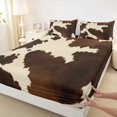thumbnail image 3 of Manfei Rustic Cow Print Fitted Sheet Queen 3-Piece,Rustic Farm Animal Bedding,Cream Brown,1 Fitted Sheet and 2 Pillowcases, 3 of 6