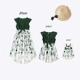thumbnail image 3 of ZAXARRA Robe Assortie Parent-Enfant Maman Fille Imprimé Fleur Verte Robe Nœud, 3 of 9