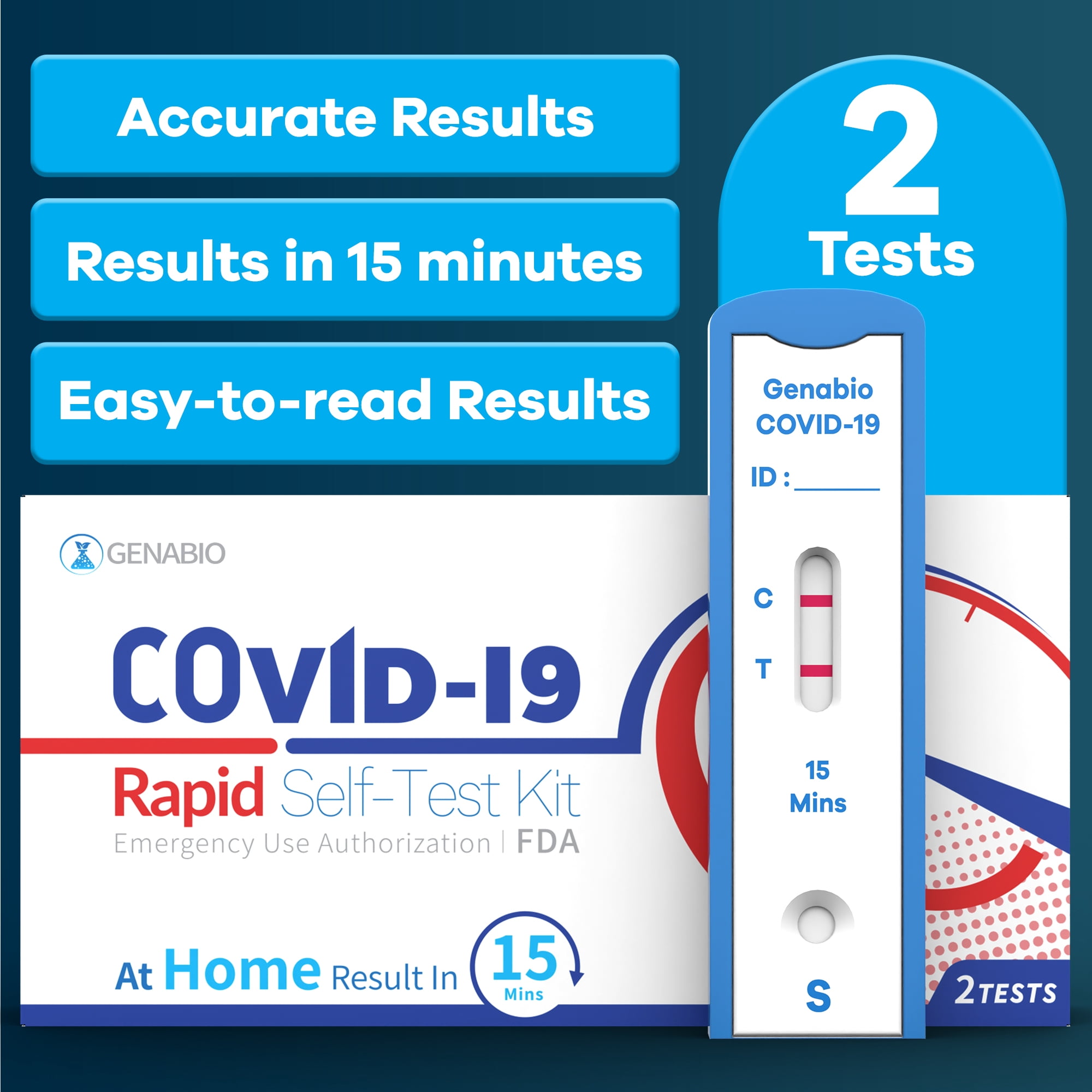 Genabio COVID-19 Rapid Home Test Kit , 2 Tests