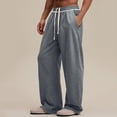 thumbnail image 3 of Jerdar Men's Textured Waist Sweatpants Drawstring Elastic Waist Wide-leg Pants, 3 of 6
