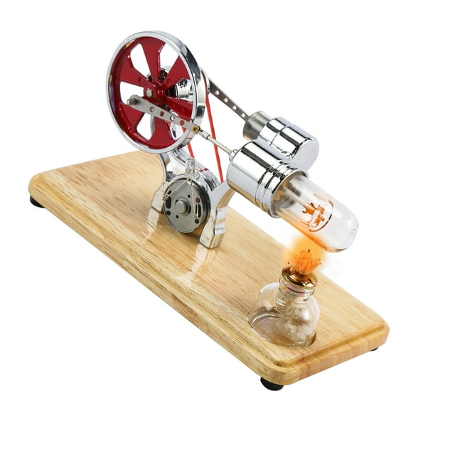 Hot Air Stirling Engine Motor Kit LED Single Flywheel Education Toy Power Model Colourful Educational Electricity Generator for Kids Children Students