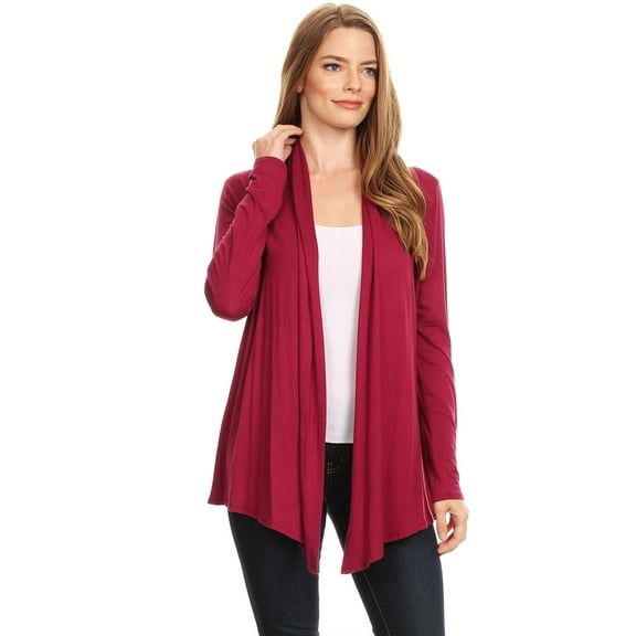 Women's Solid Casual Lightweight Long Sleeve Loose Fit Knit Sweater Cardigan