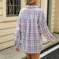 thumbnail image 4 of Holiday Gifts Horkkom Women's Button Flannel Shirts Plaid Shacket Long Sleeve Collared Long Jacket Coats, Gifts for Women, 4 of 8