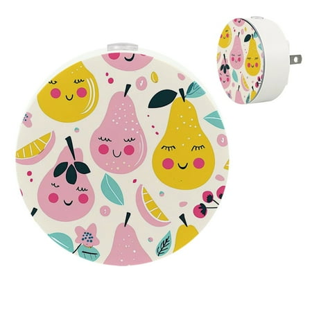 

Cartoon Pear Fruits Automatic night lights plug into wall Dusk to Dawn Sensor Nightlights for Kids & Adults for Bathroom Hallway
