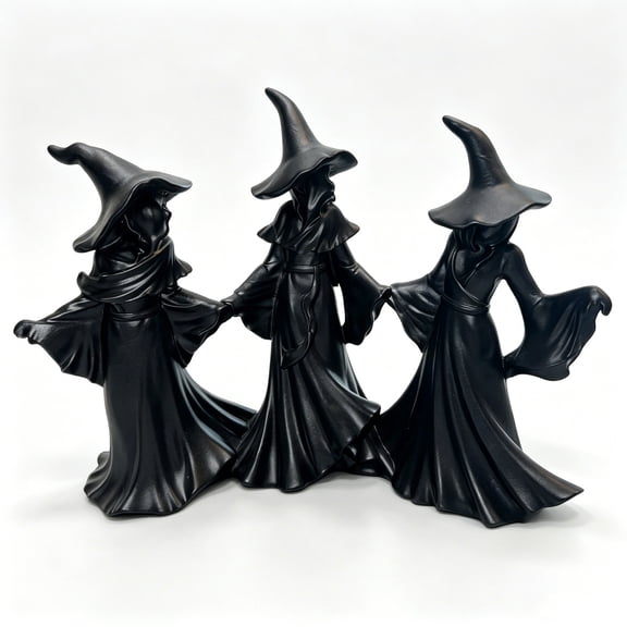 Three Witches Halloween Decorations with Witch Hat, Gothic Halloween Table Decor Indoor, Spooky Witch Halloween Figurines for Holiday Decor