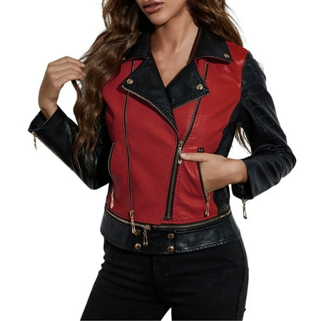 

Women s Jacket Casual Coat Zip Up Outerwear Windbreaker Black Jacket Scrub Leather Jackets For Women Jacket Women s Leather & Leather Jackets & Coats