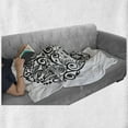 thumbnail image 6 of Hearts Soft Flannel Fleece Throw Blanket, Silhouette of Heart as a Floral Leaves with Monochrome Petals, Cozy Plush for Indoor and Outdoor Use, 70" x 90", Black and White, by Ambesonne, 6 of 6