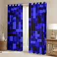 thumbnail image 2 of Homewish Fashion Square Buffalo Black Out Curtains for Teen, Rectangle Checkered Curtains Pack of 2 (42x63 Each), Royal Blue Pixelate Miner Bedroom Curtains, Black Out Curtains Room Decor, 2 of 6
