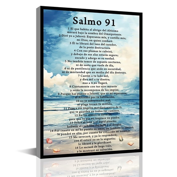 Psalm 91 Wall Art Scripture Wall Decor Bible Verse Canvas Prints Christian Religous Ocean Decoration Framed Artwork For Home Living Room Bedroom Bathroom Office Decor
