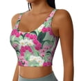 thumbnail image 2 of Fotbe Orchids Flowers Pattern Womens' Sports Bra Longline Wirefree Padded with Medium Support Sports Moisture-Wicking Workou Vest,Tank Top-Large, 2 of 9