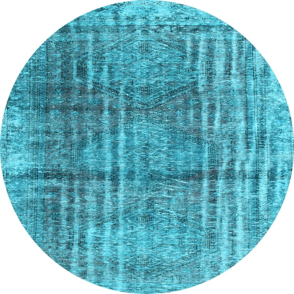 Ahgly Company Indoor Round Persian Light Blue Traditional Area Rugs, 4' Round