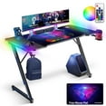 thumbnail image 1 of IMGadgets Z-Shaped Gaming Desk with Dynamic LED lighting & Durable Mouse Pad | 47"x24" Carbon Fiber Surface | 80 kg Load Capacity | Cup Holder | Headphone Hook | Ultimate Gaming Experience, 1 of 6
