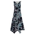 thumbnail image 3 of WILLBEST Robes de Soirée pour Femmes Mode Printemps et Été Ourlet Irrégulier Rétro Col Rond Sans Manches avec Poches Style Plage Décontracté Dress 2, 3 of 3