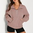 thumbnail image 2 of Timegard Half Zip Pullover for Women Cropped Long Sleeve Tops Sweatshirts Thumb Hole Fall Solid Color Tops, 2 of 7