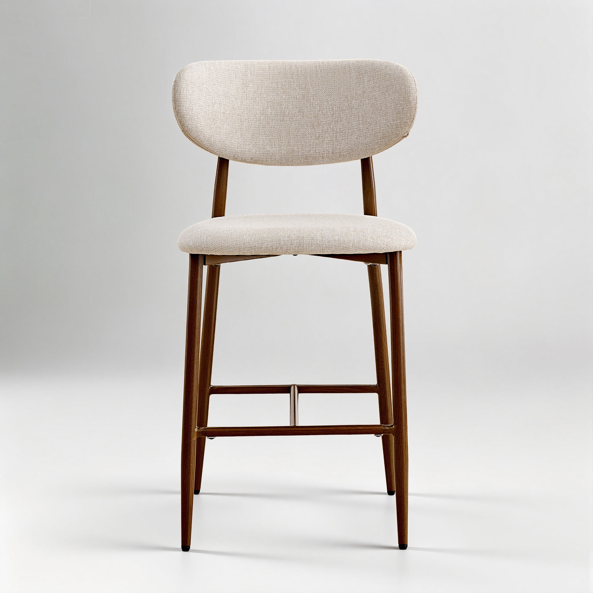 COOLHUT Bar Stool Set of 4, 26" Counter Height Bar Stools with Curved Back, Premium Linen Upholstery Bar Stools with Brass-Toned Metal Footrest for Dining Room, Kitchen Island, Oatmeal