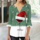 thumbnail image 2 of Camisetas con Cuello en V Mujeres Moda Impresa 3/4 Mangas Blusa, Top Cómodo Casual para el Hogar Y Diario, 2 of 3