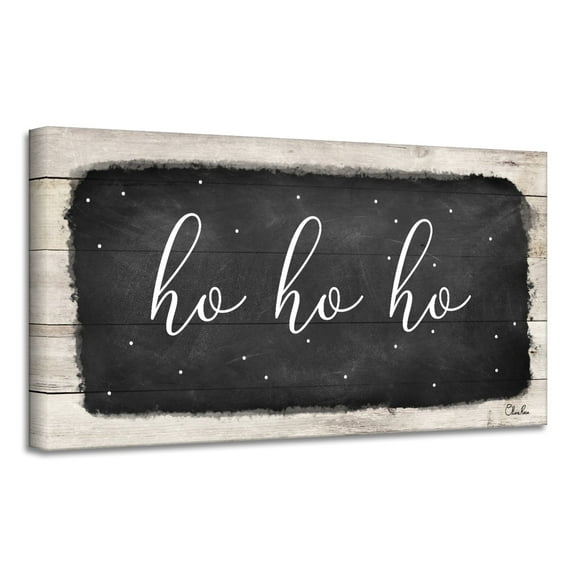 Black and White 'Hohoho' Canvas Christmas Wall Art Decor 12" x 24"