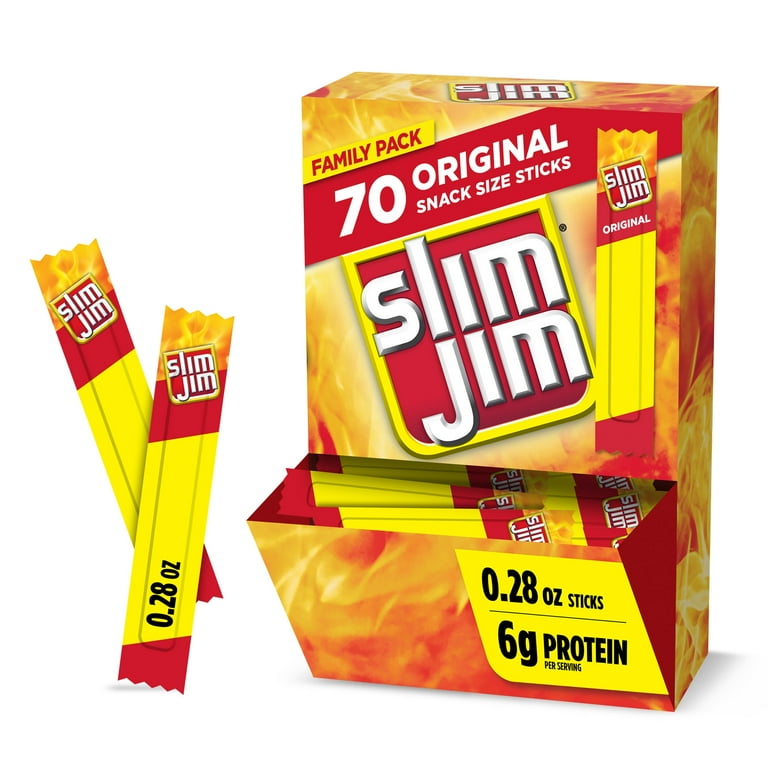 4 pack) Slim Jim Smoked Meat Sticks, Original Flavor, 6g Protein