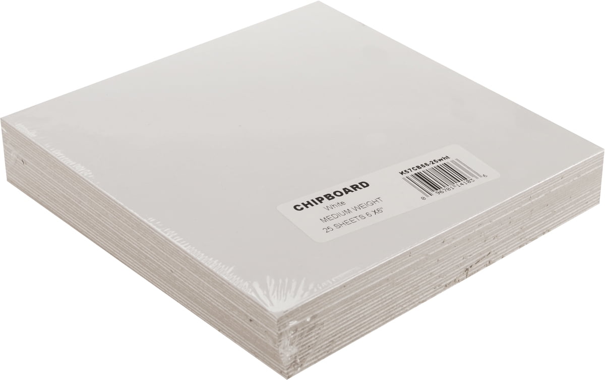 Grafix Medium Weight White Chipboard Sheets, 6" x 6", White 25/Pkg