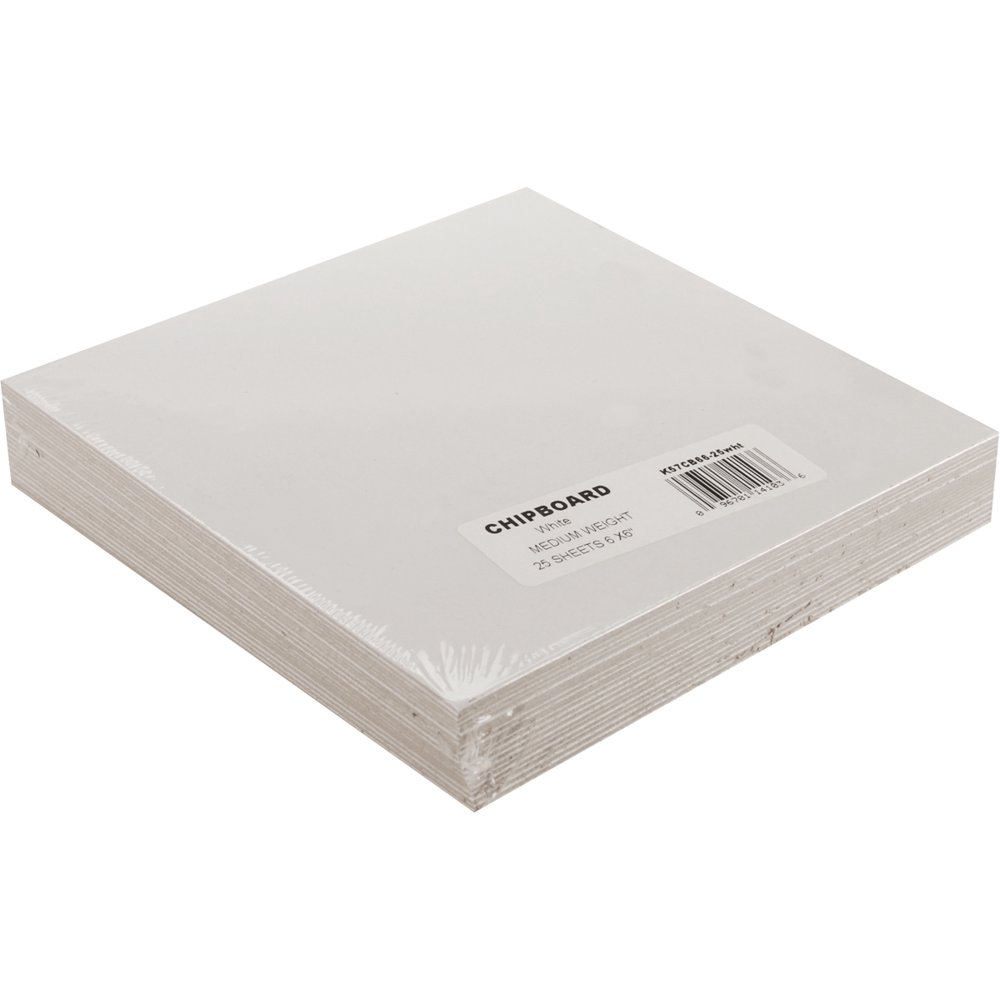 Grafix Medium Weight White Chipboard Sheets, 6" x 6", White 25/Pkg
